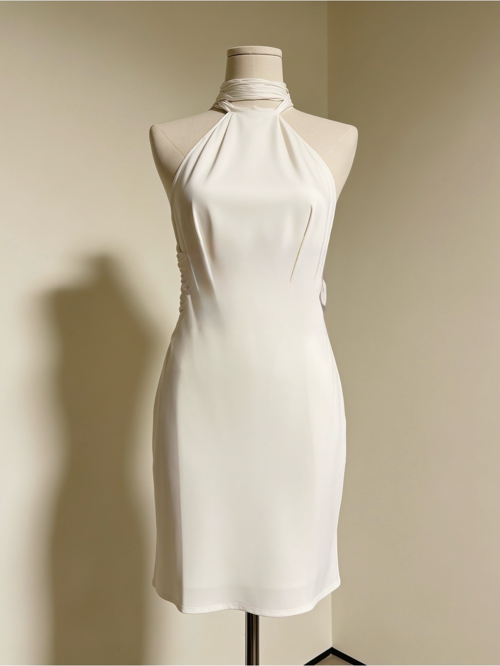 Women’s Cream White Halter Neck Cocktail Dress
